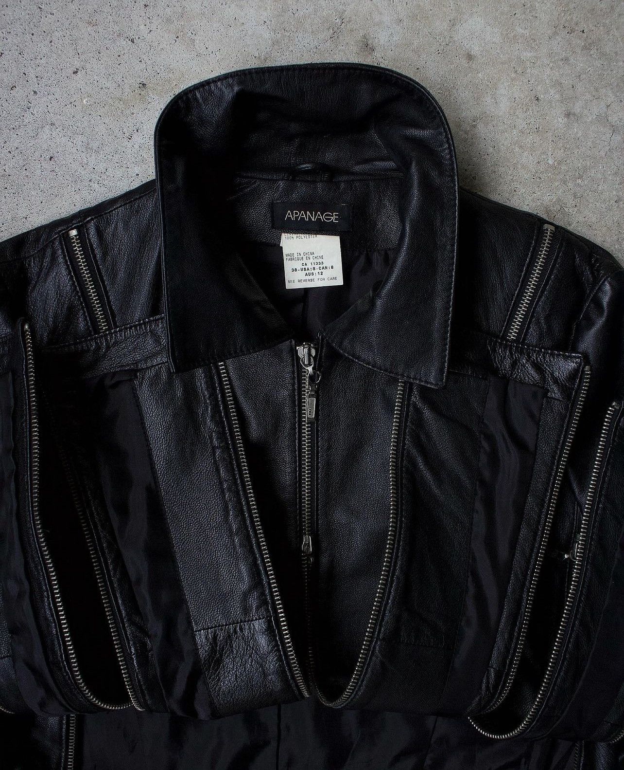 Designer Vintage Y2K Apanage Multi-zip Moto Leather Jacket Size US S / EU 44-46 / 1 - 2 Thumbnail