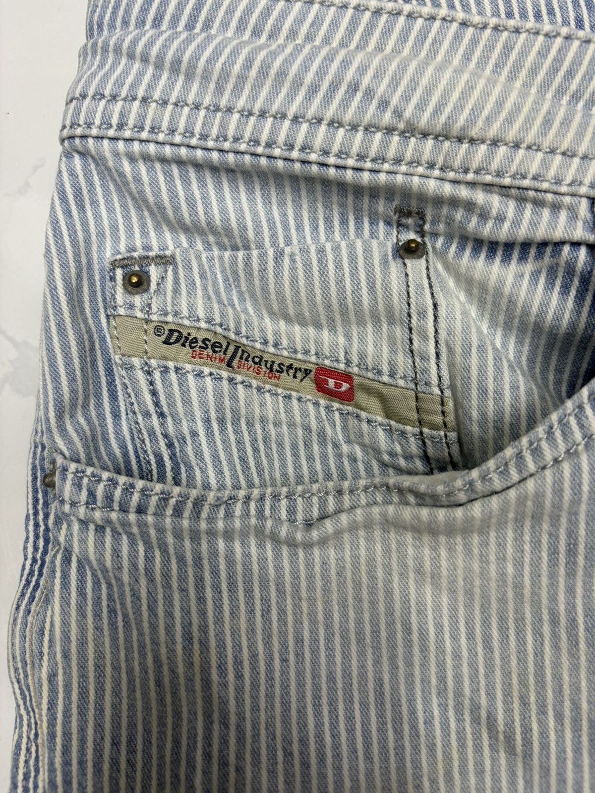 Vintage Diesel Blue Stripe Faded Denim Jeans