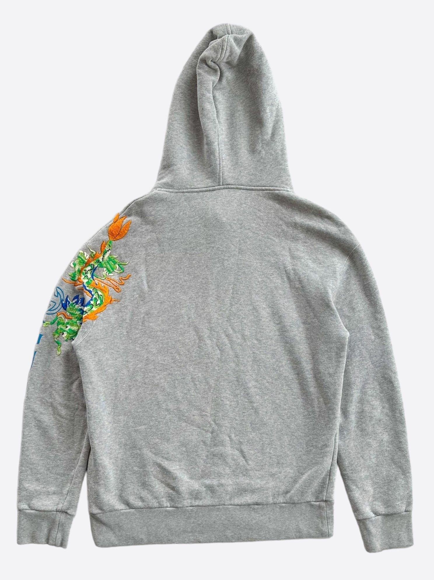 Gucci Gucci Grey Dragon Embroidered Logo Hoodie Grailed