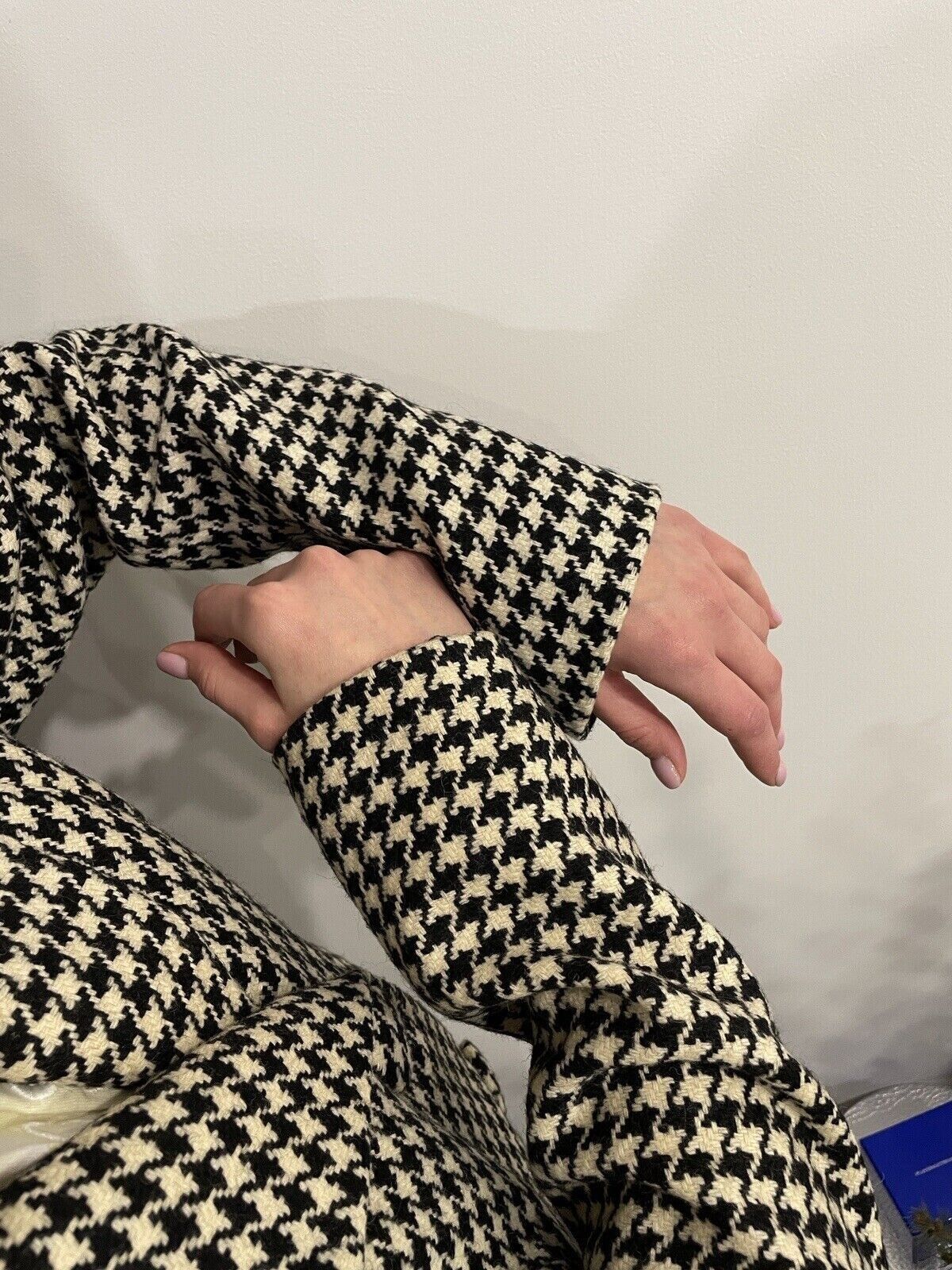 Moschino Moschino Jeans Wool Рoundstooth Print Long Wool Coat Size XL / US 12-14 / IT 48-50 - 7 Thumbnail