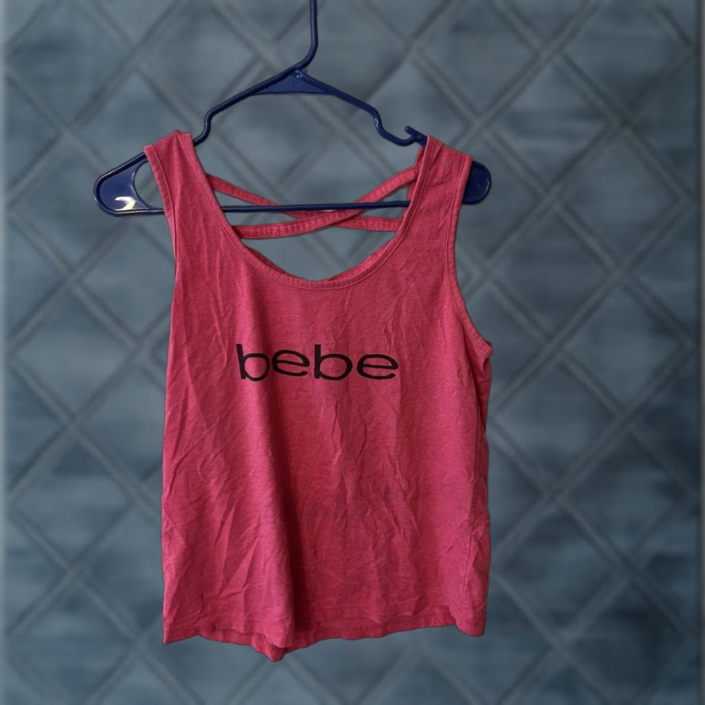 Bebe bebe Tank Top Shirt 1XL Pink Sleeveless Strappy Back Y2K Style 90s Casual Nighttime Womens Size XL / US 12-14 / IT 48-50 - 1 Thumbnail