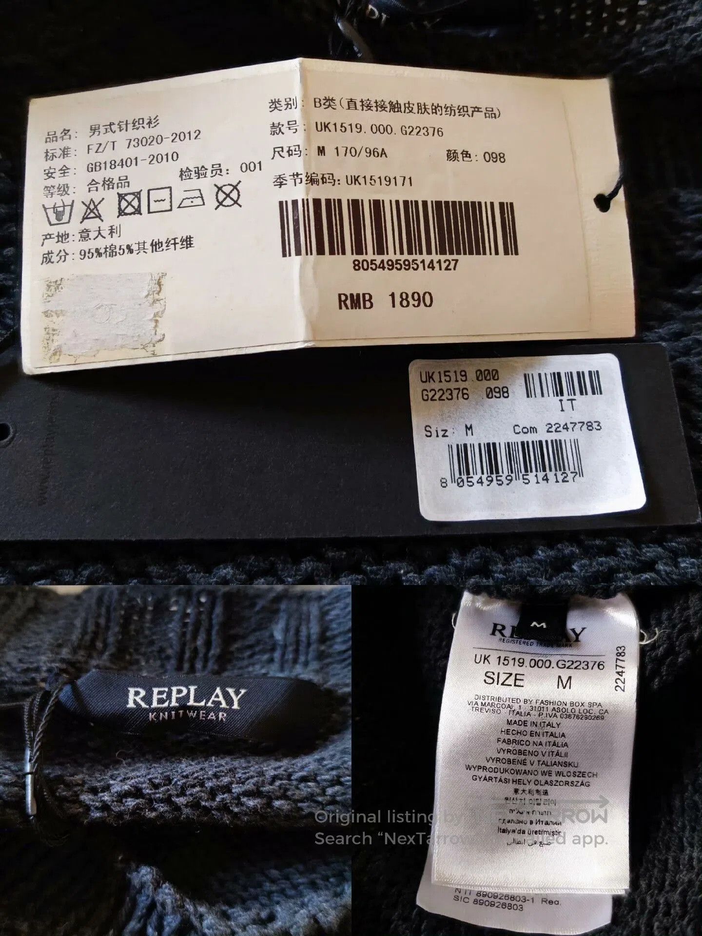 Replay New Artisan Knitted Sweater in Dark Gray. Size US M / EU 48-50 / 2 - 9 Thumbnail