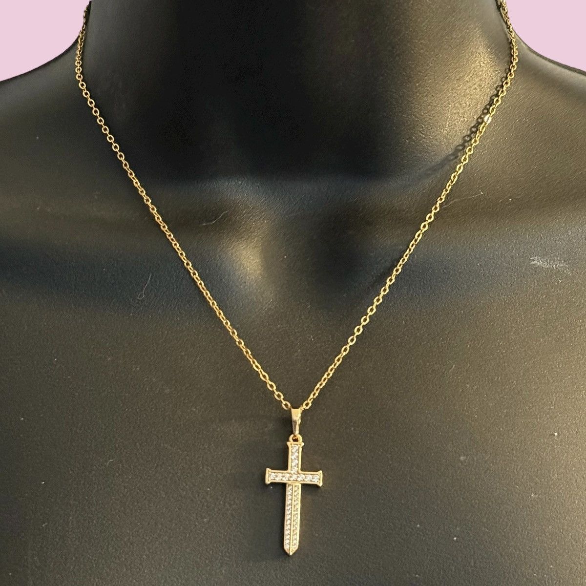 Other Gold plated pave CZ sword cross chain necklace Size ONE SIZE - 1 Thumbnail