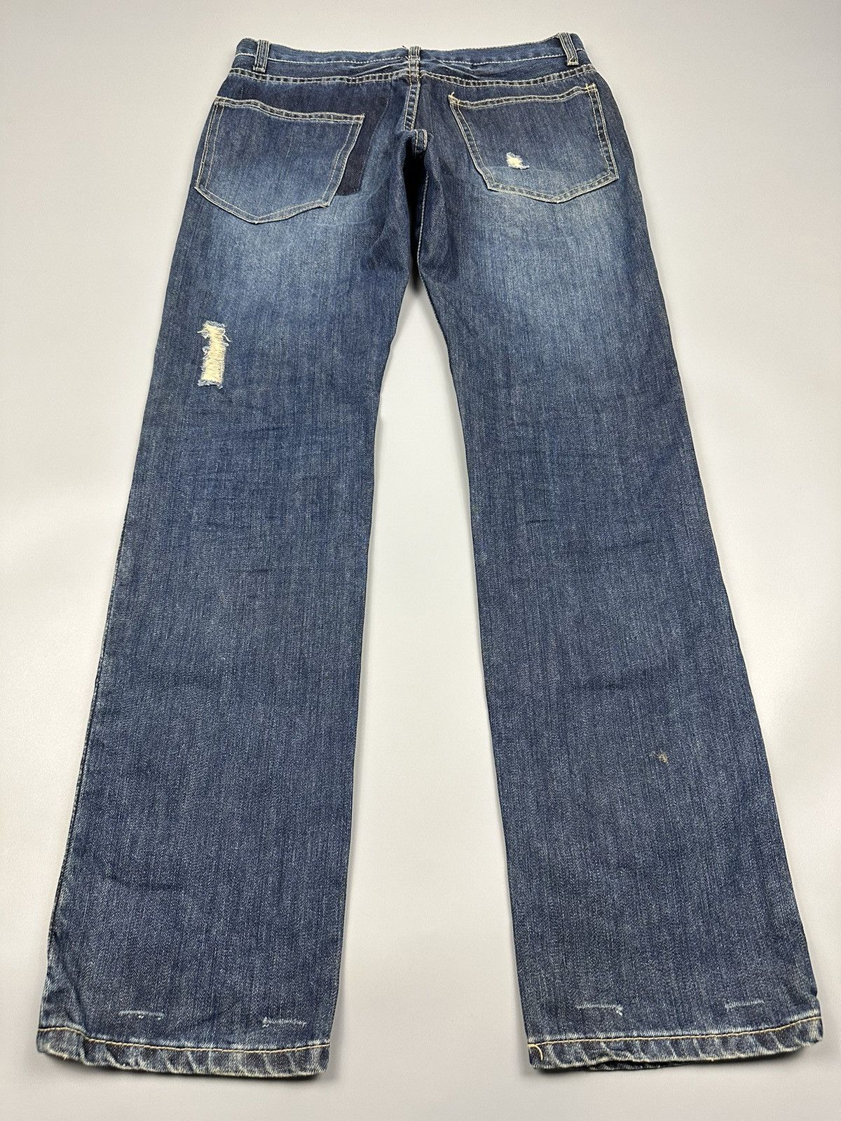 If Six Was Nine × Le Grande Bleu (L.G.B.) Distressed Japanese Brand Sashiko Patchwork Denim Size US 31 - 4 Thumbnail