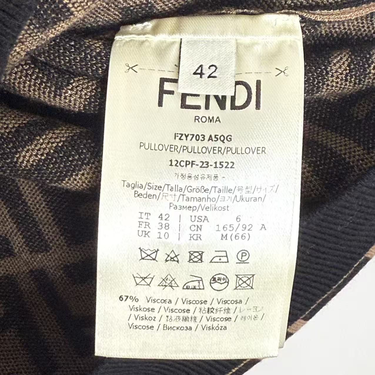 Fendi Fendi FF Pattern Long Sleeve Pullover Sweater K26WX Size US XS / EU 42 / 0 - 6 Thumbnail