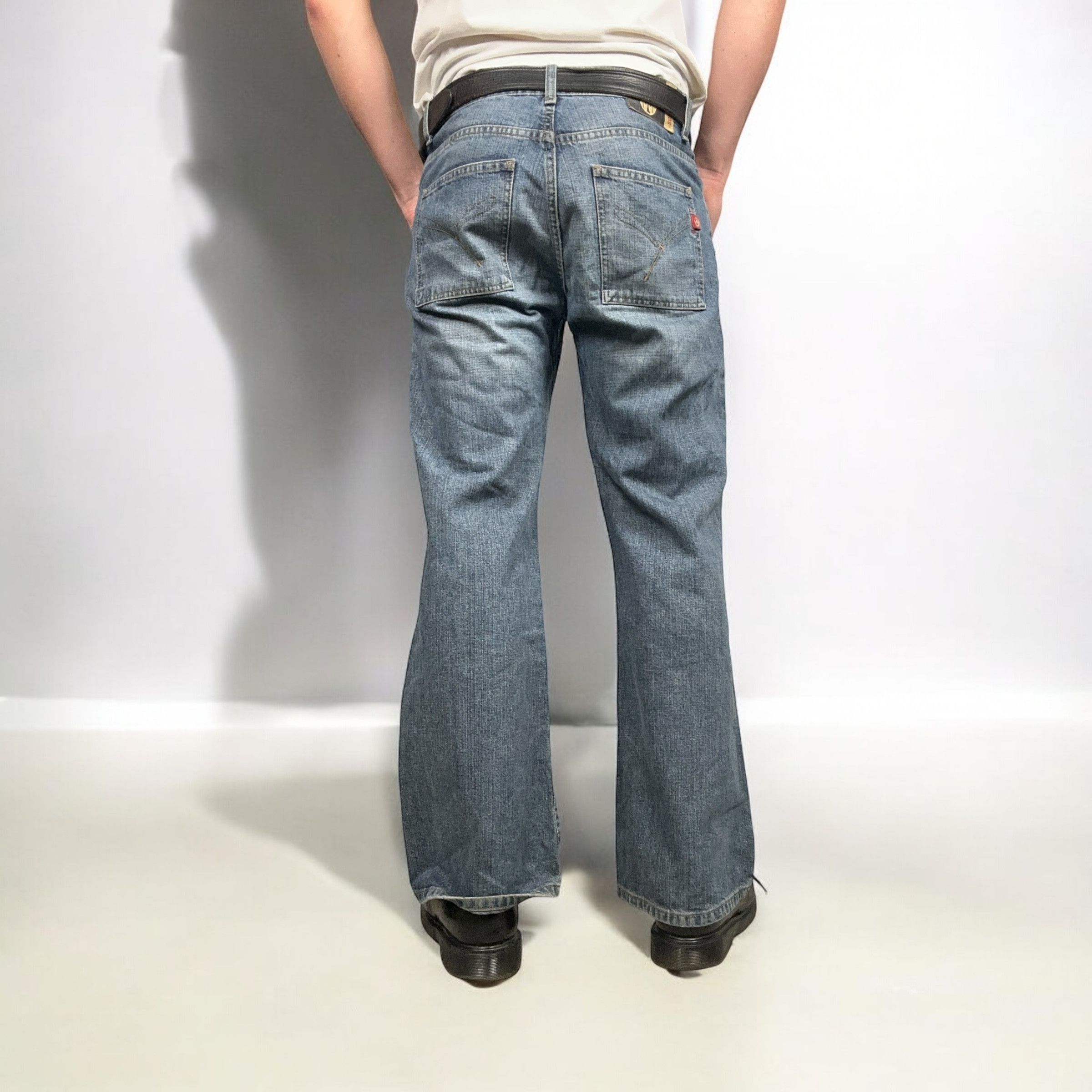 Japanese Brand × Vintage Vintage y2k Baggy Flare Denim Pants Jeans Bootcut Mudwash Size US 31 - 5 Thumbnail