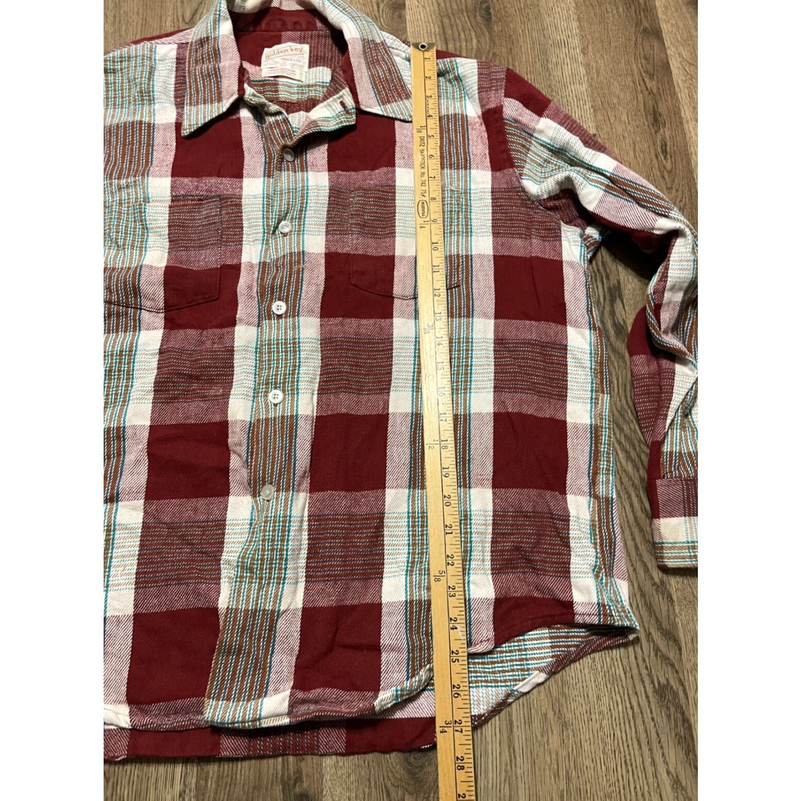 Vintage VINTAGE Golden Key Shirt Mens XL 17-17.5 White Red Brown Plaid Button Up Size US XL / EU 56 / 4 - 7 Thumbnail