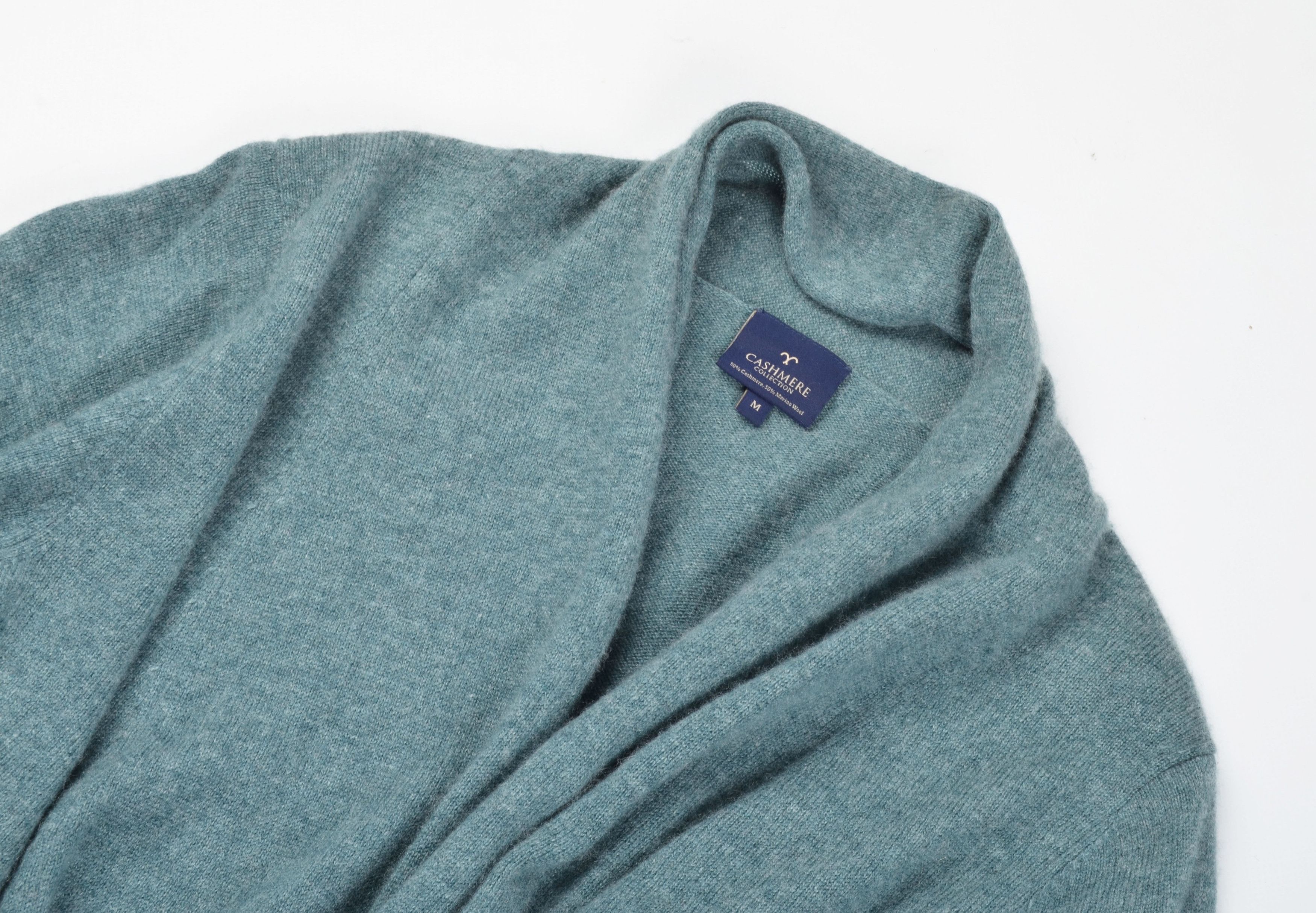 Vintage Cozy Cashmere Collection Teal Cashmere Merino Wool Cardigan Size M / US 6-8 / IT 42-44 - 5 Thumbnail