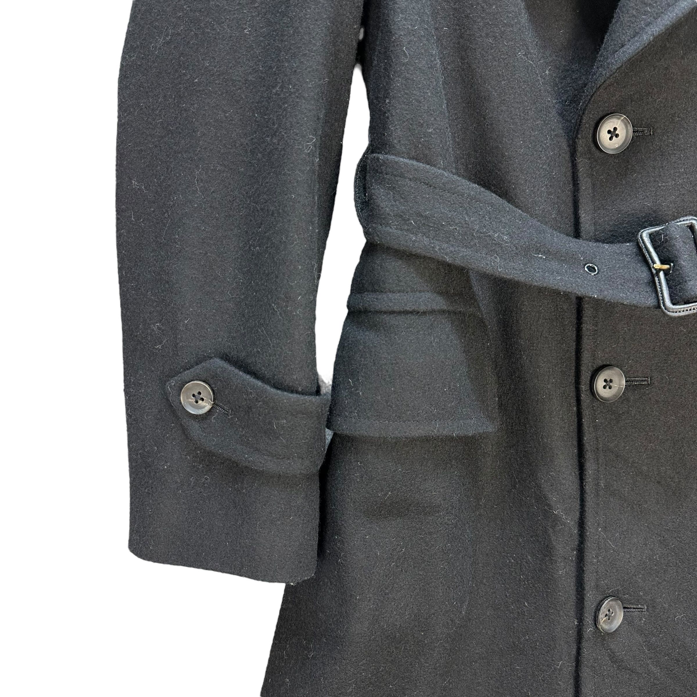 SCYE SYCE Double Collar Black Wool Belted Long Coat #A41-0937 Size S / US 4 / IT 40 - 4 Thumbnail