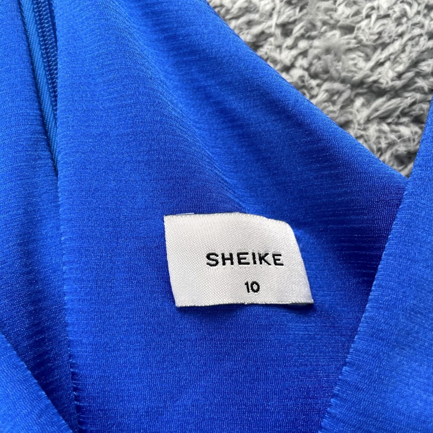 Vintage SHEIKE Dress Womens 10 Blue Bodycon Stretch Spaghetti Strap Surplice Neck Lined Size L / US 10 / IT 46 - 3 Thumbnail