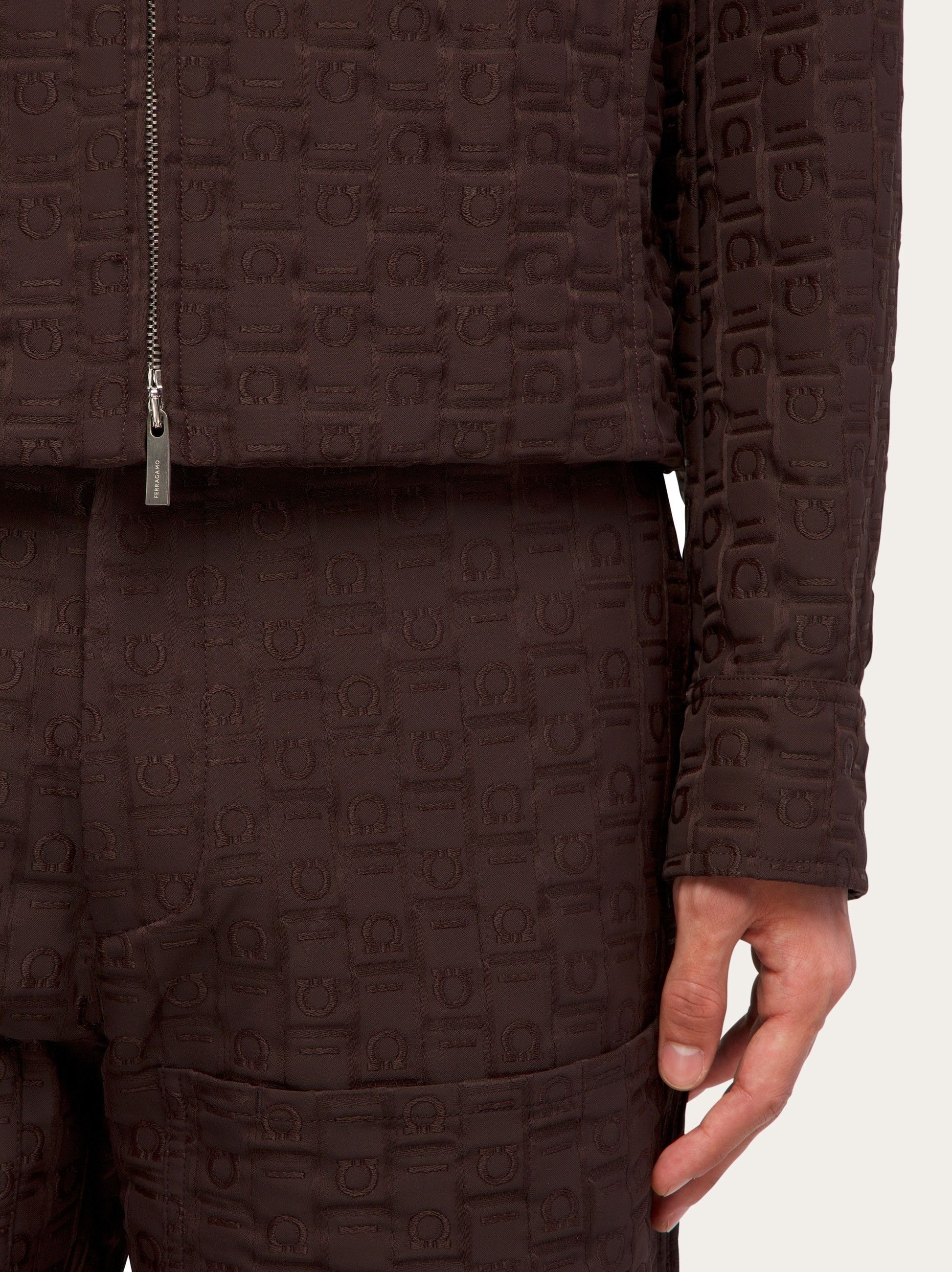 Salvatore Ferragamo o1s1rm0226 Monogram Blouson Jacket in Brown Size US XL / EU 56 / 4 - 7 Thumbnail