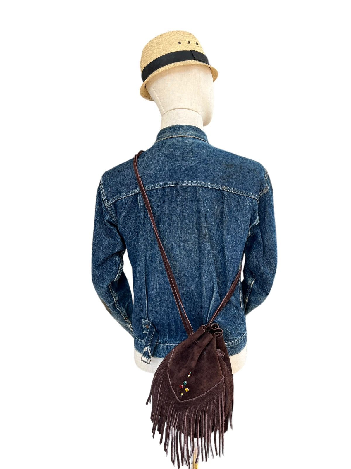 Leather Vintage Unknown Japan Brown Suede Leather Mini Fringe Bag Size ONE SIZE - 4 Thumbnail