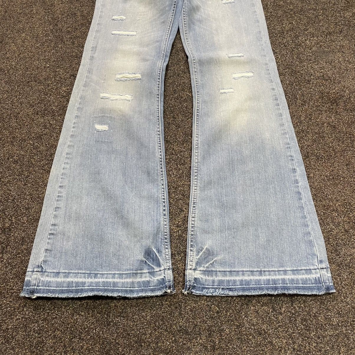 Vintage Vintage Y2K Baggy Flared Jeans Distressed Light Wash 90s Size 34" / US 12 / IT 48 - 5 Thumbnail