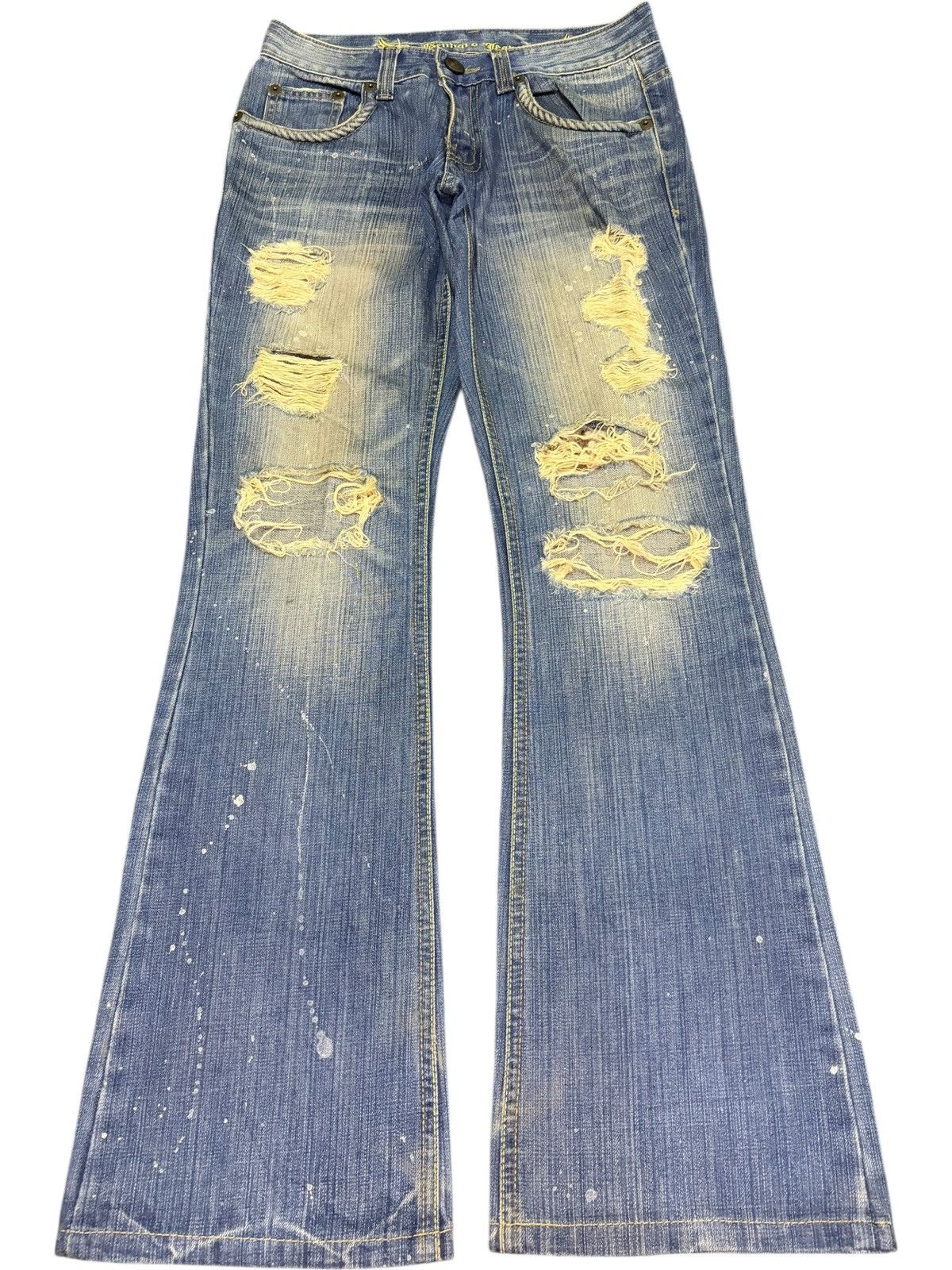 Hysteric Glamour Vintage Japanese Brand Rusty Wash Distress Flare Jeans Size 28" / US 6 / IT 42 - 1 Thumbnail