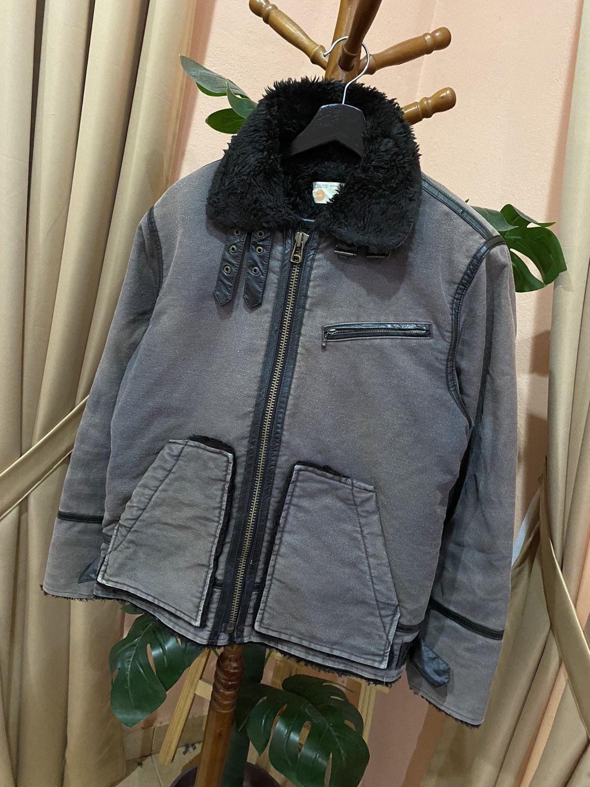 Edwin Edwin Vintage Shearling Collar Jacket - Gray Size US M / EU 48-50 / 2 - 2 Thumbnail
