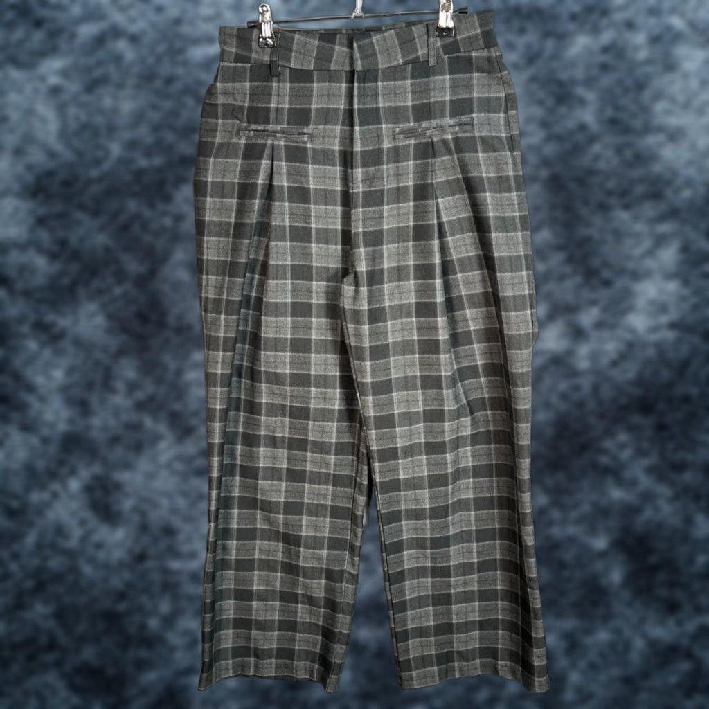 Cider Cider Pants Wide-Leg Plaid Gray Size Medium Adult Womens High-Waisted Pleated Inseam 28 in Zip Front Pockets Dress Pants Spring Summer Fall Womens Size 32" / US 10 / IT 46 - 1 Thumbnail