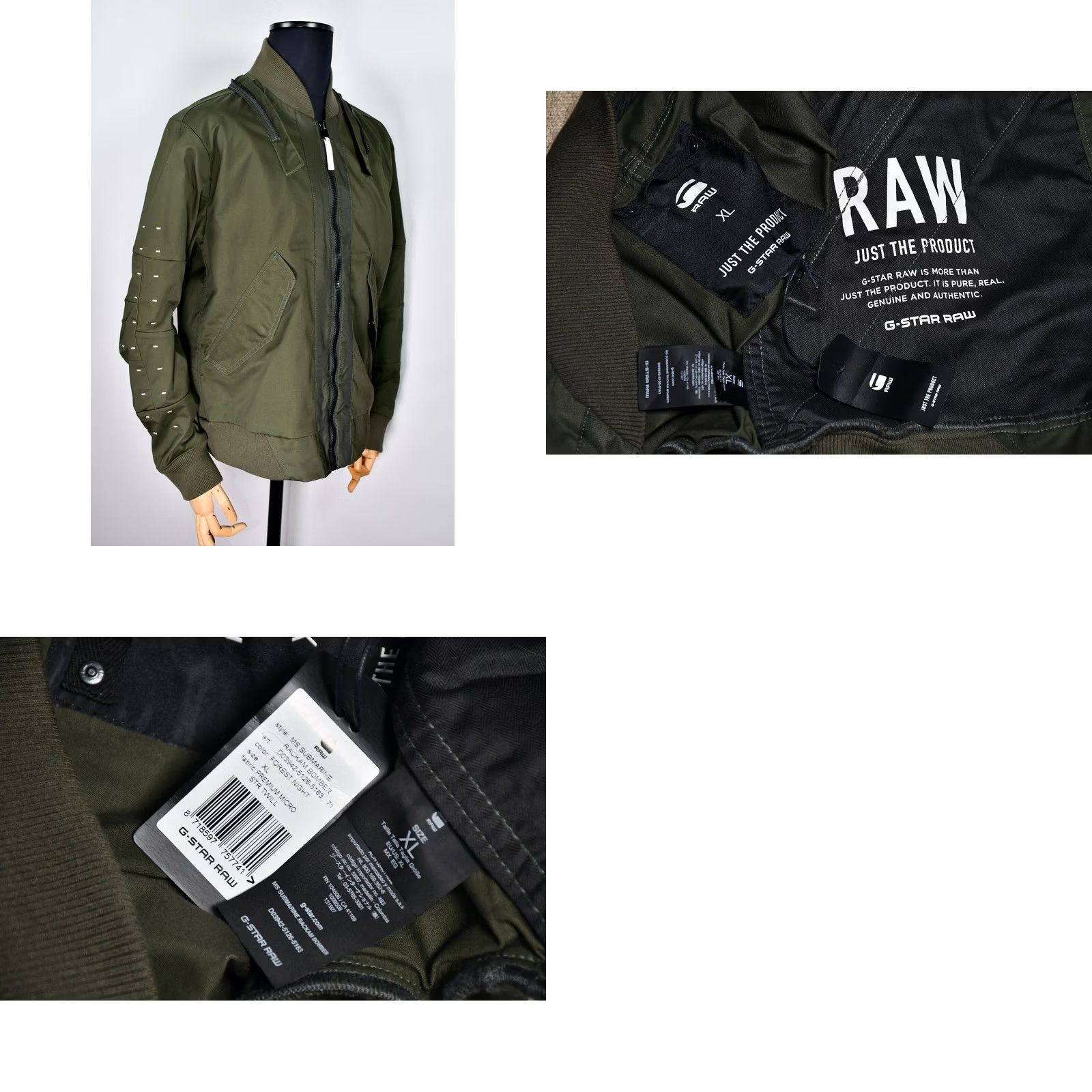 G-Star G-Star Raw MS Submarine Rackam Bomber Jacket Mens XL Green Jacket Size US XL / EU 56 / 4 - 9 Thumbnail