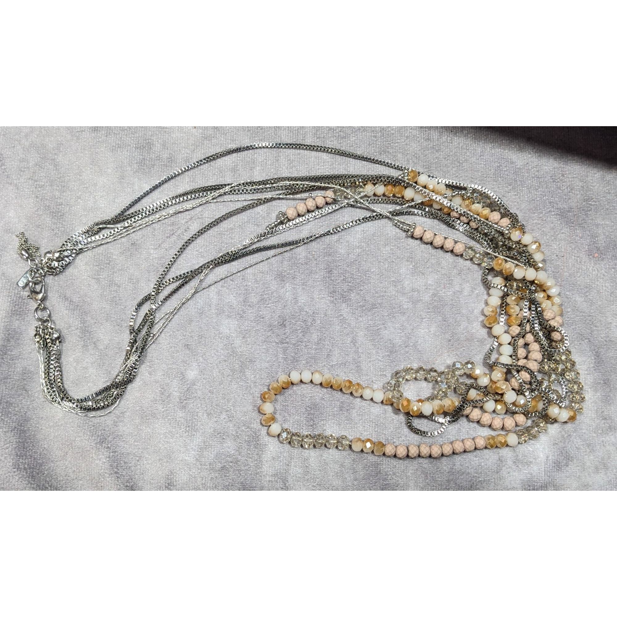 Vera Wang Vera Wang Multilayer Glass Beaded Silver Tone Chain Necklace Size ONE SIZE - 8 Thumbnail