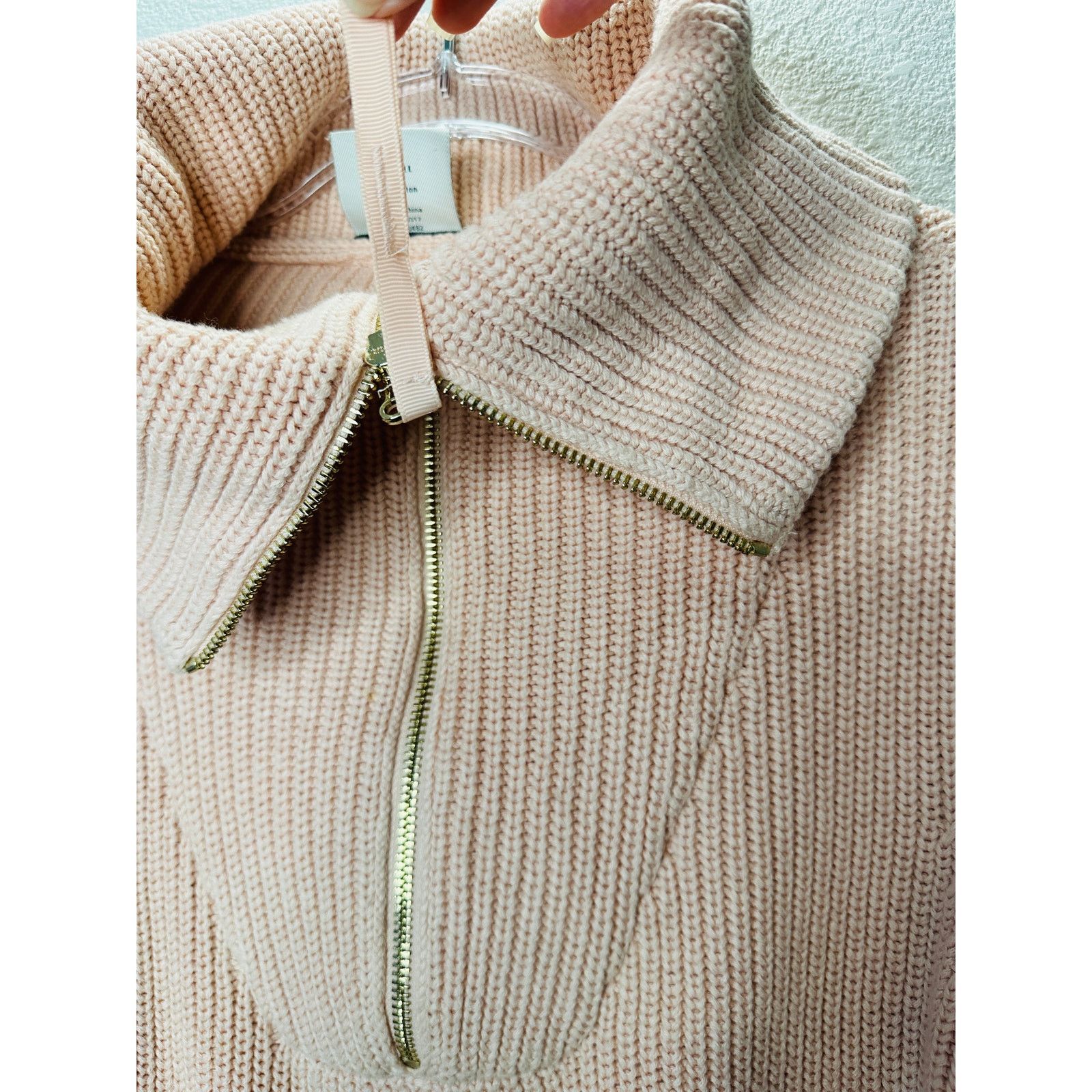 Varley Varley Pink Mentone Half Zip Wide Collar Shaker Sweater XS Size XS / US 0-2 / IT 36-38 - 4 Thumbnail