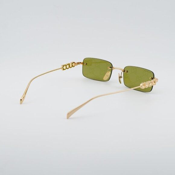 Gucci Gucci GG1808S 002 Sunglasses Gold Rectangle Frame, Green Size ONE SIZE - 9 Thumbnail