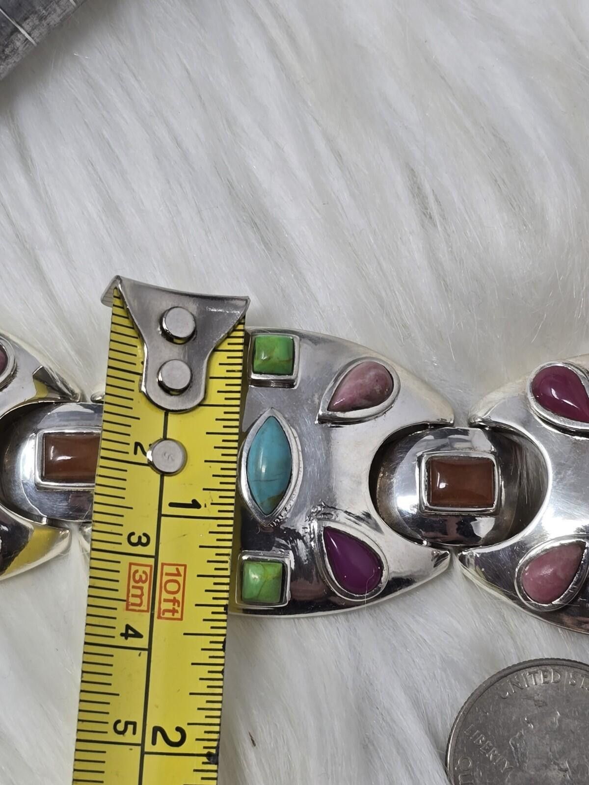 Neil Barrett Barse 925 Sterling Silver Gemstone Panel Link Bracelet Rare Size ONE SIZE - 9 Thumbnail