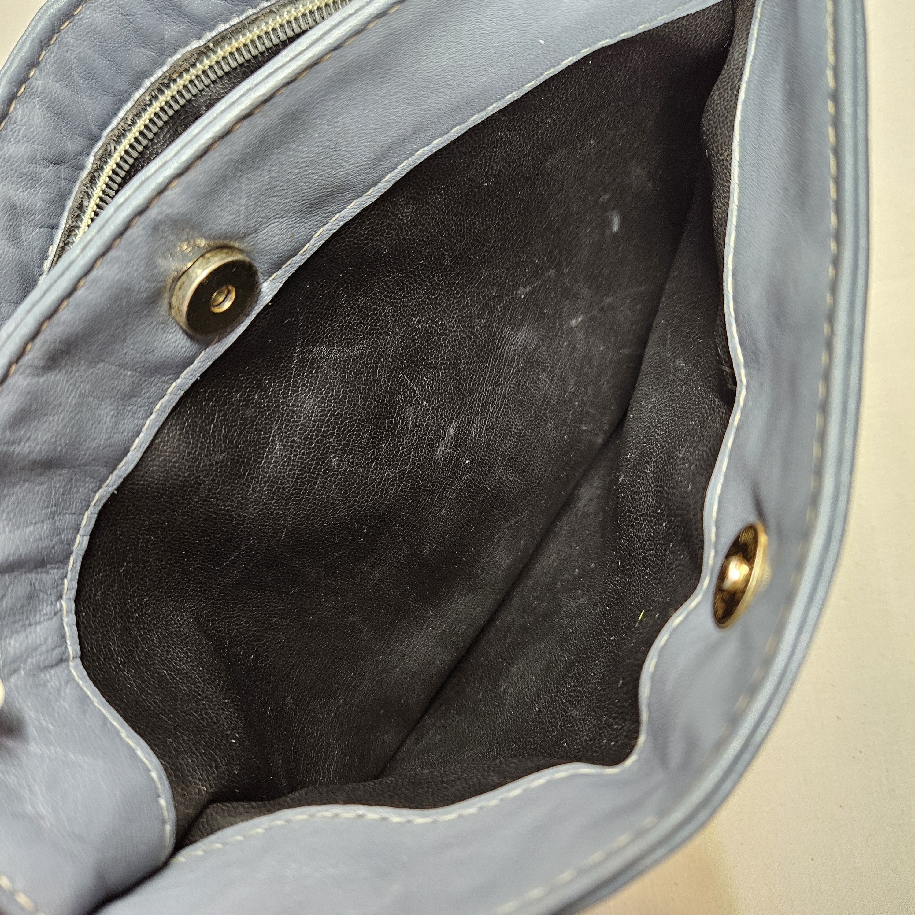 Other Crossbody 11x7.5" Bag Vintage Leather Blue Grey Purse Zipper Size ONE SIZE - 11 Thumbnail
