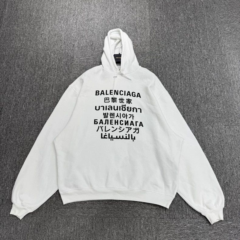 Balenciaga Balenciaga Seven-Language Print Hoodie Size US S / EU 44-46 / 1 - 1 Thumbnail