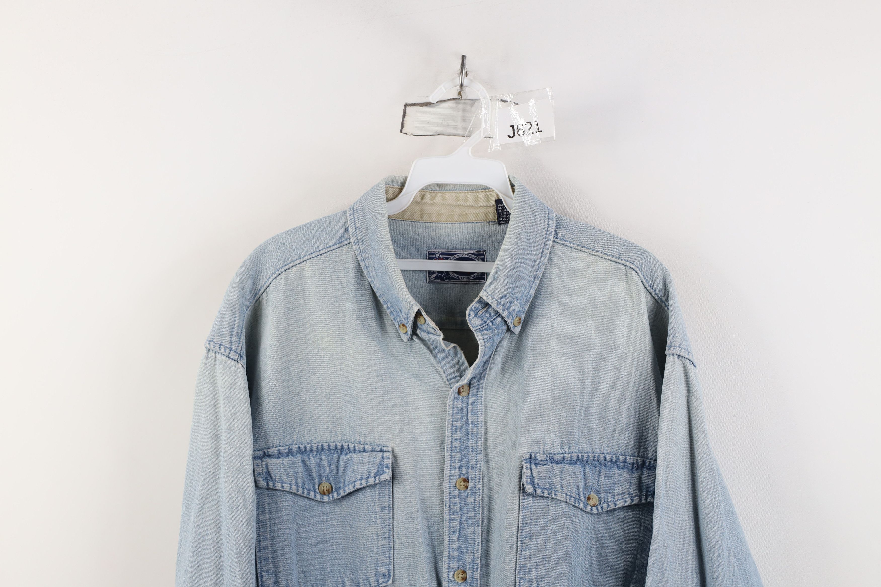 Vintage Vintage 90s Streetwear Baggy Denim Jean Button Shirt Blue Size US L / EU 52-54 / 3 - 2 Thumbnail