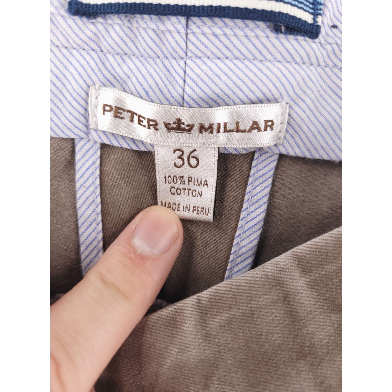 Peter Millar Peter Millar Pants Mens 36x29 Chino Brown Pima Cotton Straight Fit Size US 36 / EU 52 - 3 Thumbnail