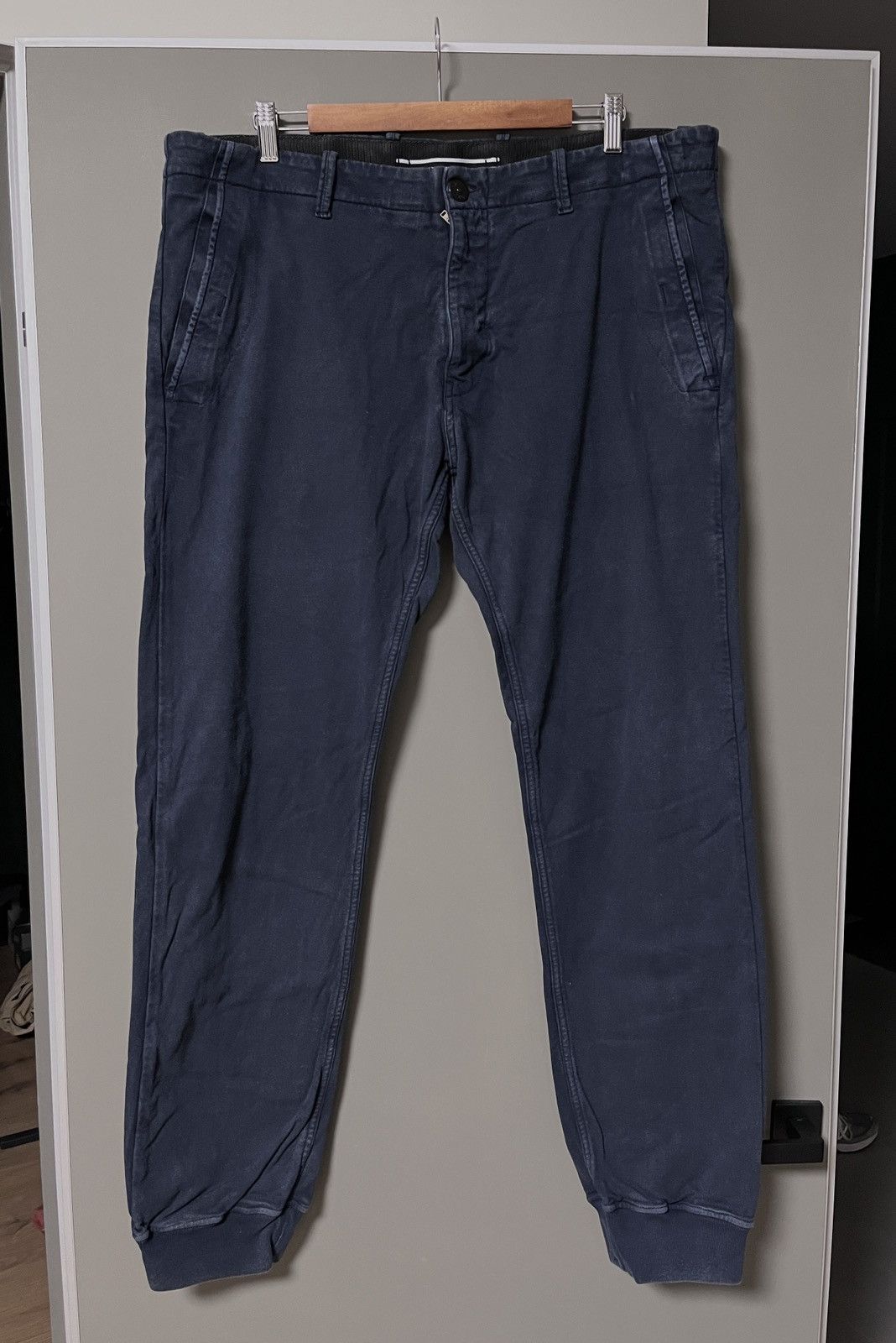 image of Stone Island Garment Dyed Navy Blue Joggers, Men's (Size 38)