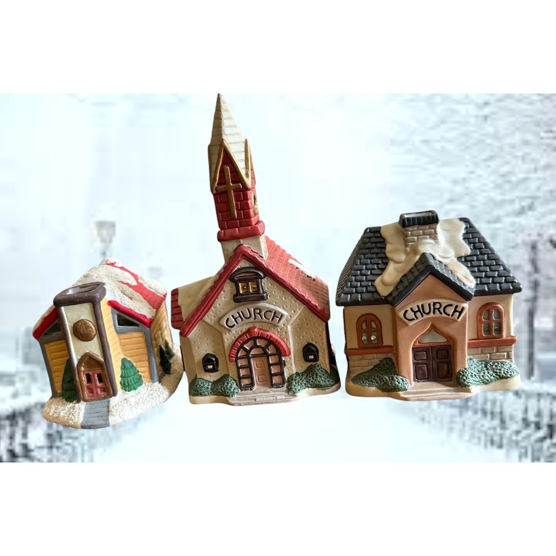 Vintage Vintage Church Tea Light Holder Set of 3 Gift Collection Ste Size ONE SIZE - 1 Thumbnail