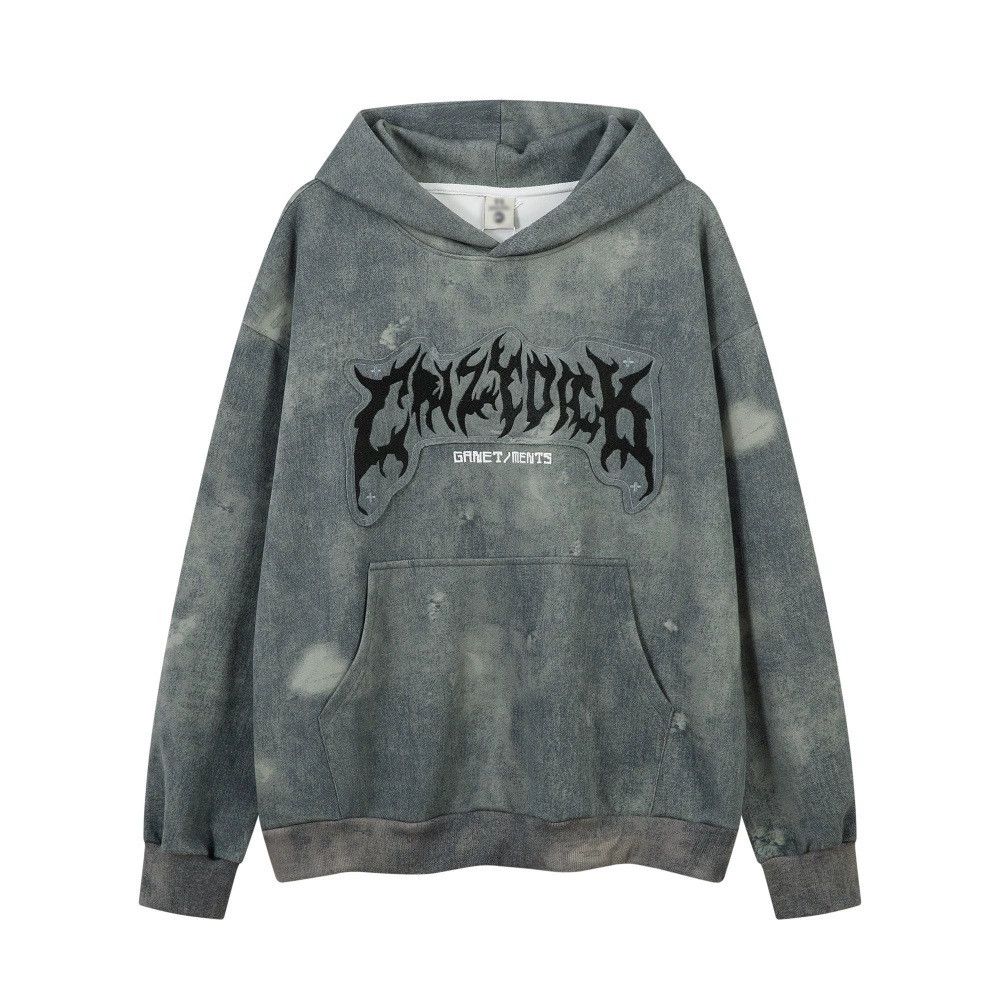 Men's loose casual letter embroidered tie-dye hoodie