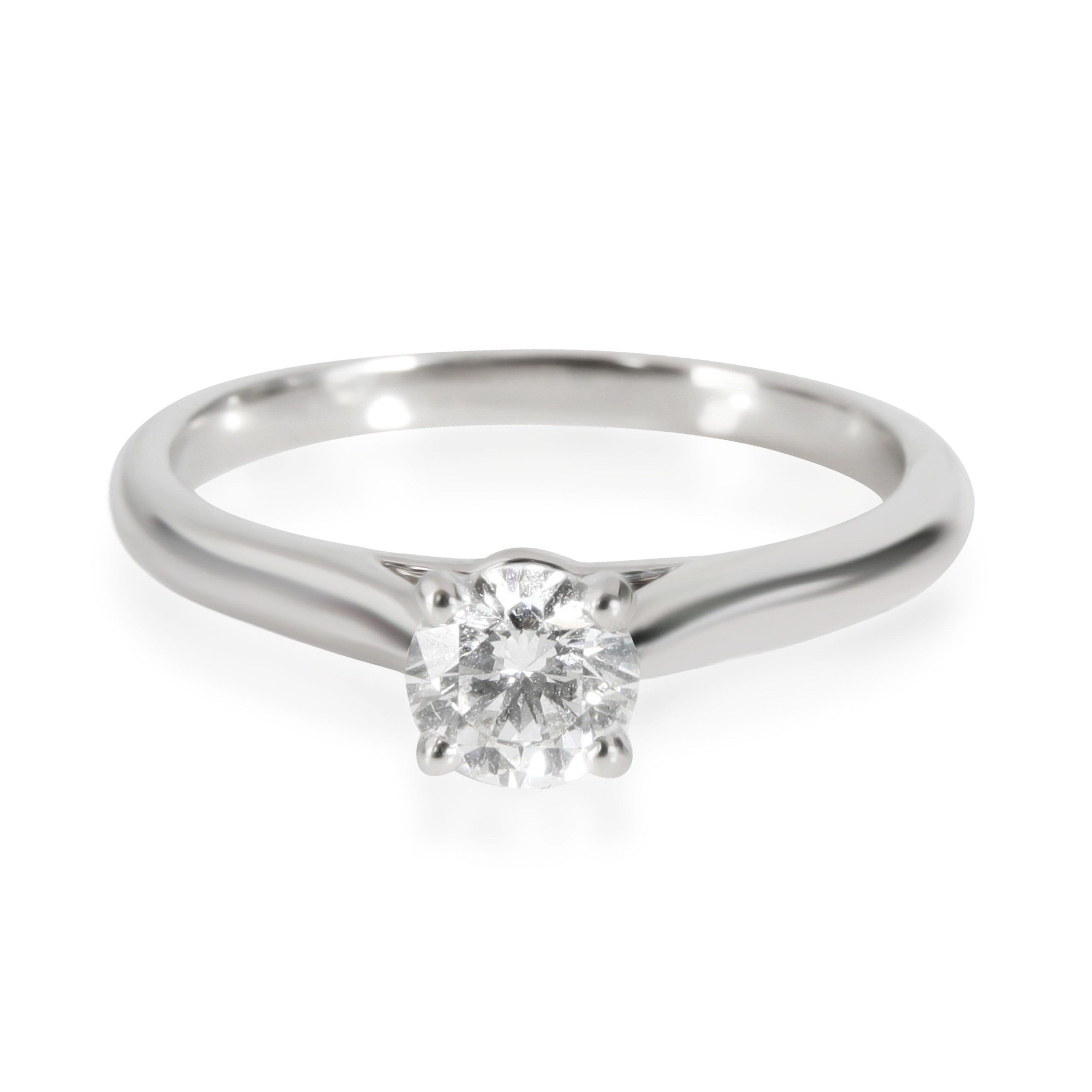 image of Cartier 1895 Diamond Engagement Ring In Platinum G Vs1 0.35 Ctw in Silver, Women's