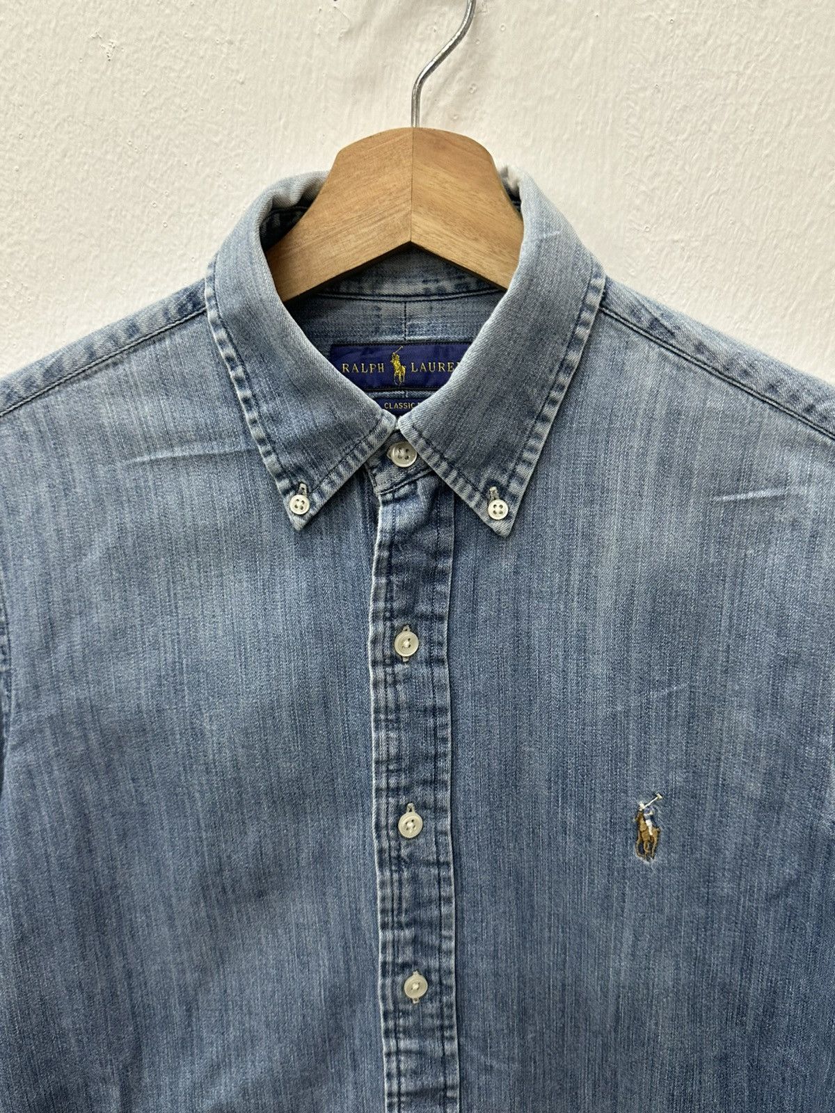 Polo Ralph Lauren Polo Ralph Lauren Distressed/Thrashed Denim Button Up Shirt Size US M / EU 48-50 / 2 - 16 Thumbnail