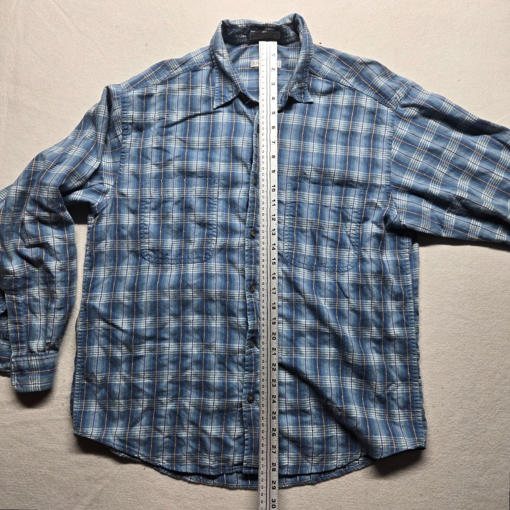 Liz Claiborne VINTAGE Claiborne Blue Check Flannel Shirt Adult Men's L Long Sleeve Button-Down with Pockets Size US L / EU 52-54 / 3 - 5 Thumbnail