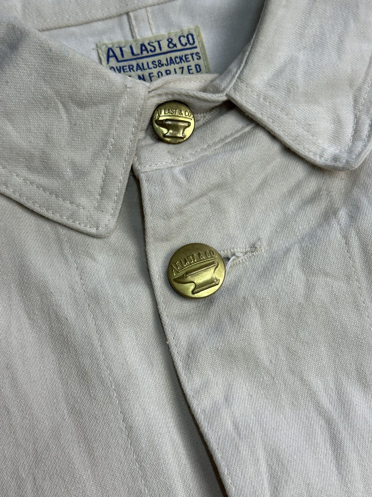 At Last & Co Vintage At Last & Co Japanese Denim Jacket Ivory Butcher Size US L / EU 52-54 / 3 - 7 Thumbnail