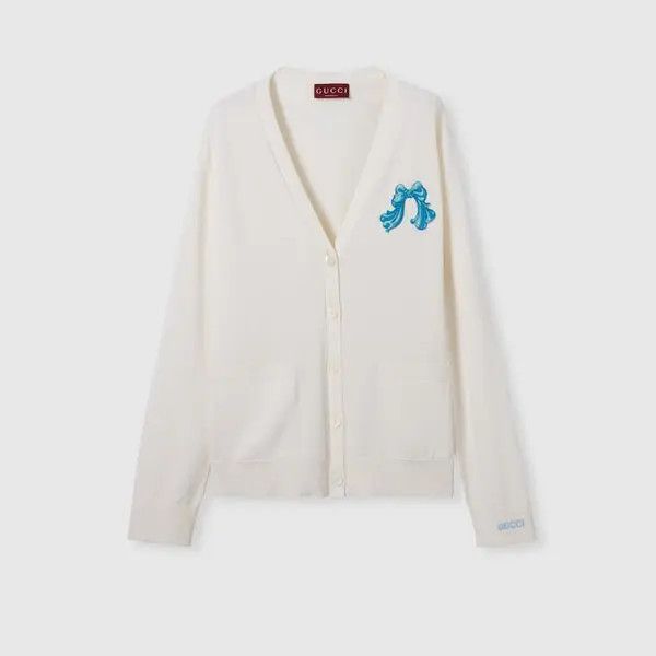 Gucci o1B3y1r0526 Extra Fine Wool Cardigan in White Size XS / US 0-2 / IT 36-38 - 1 Thumbnail