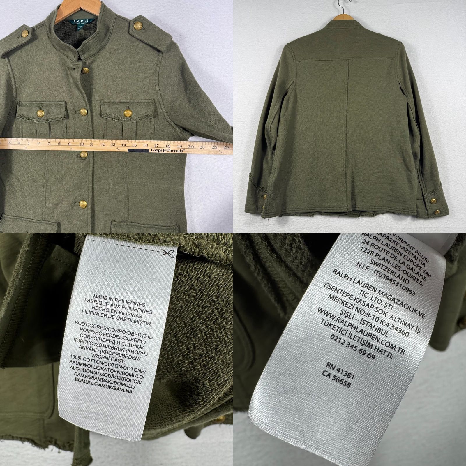 Ralph Lauren Ralph Lauren Womens Jacket Army Military Field Terry Utility Gold Buttons Green Pink? No Pattern Size M / US 6-8 / IT 42-44 - 8 Thumbnail