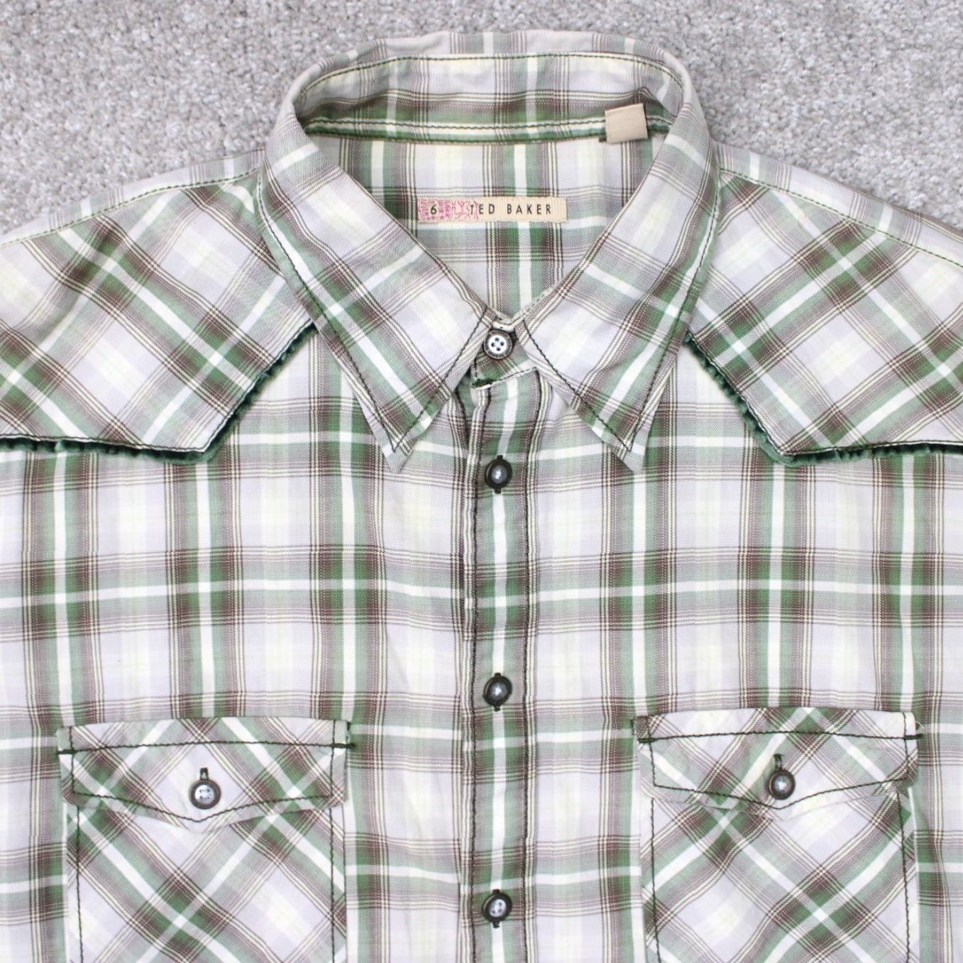 Ted Baker Ted Baker Shirt Men's 6/XL Green Plaid Flannel Snap Button Long Sleeve Cotton Size US XL / EU 56 / 4 - 6 Thumbnail
