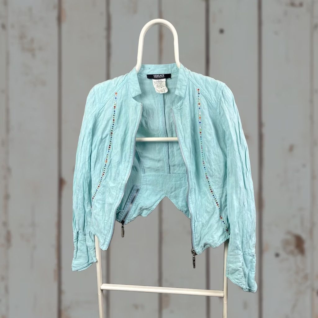 Versace Versace Jacket Womens S Blue Jeans Couture Cropped Size Viscose Long Sleeve Size S / US 4 / IT 40 - 1 Thumbnail
