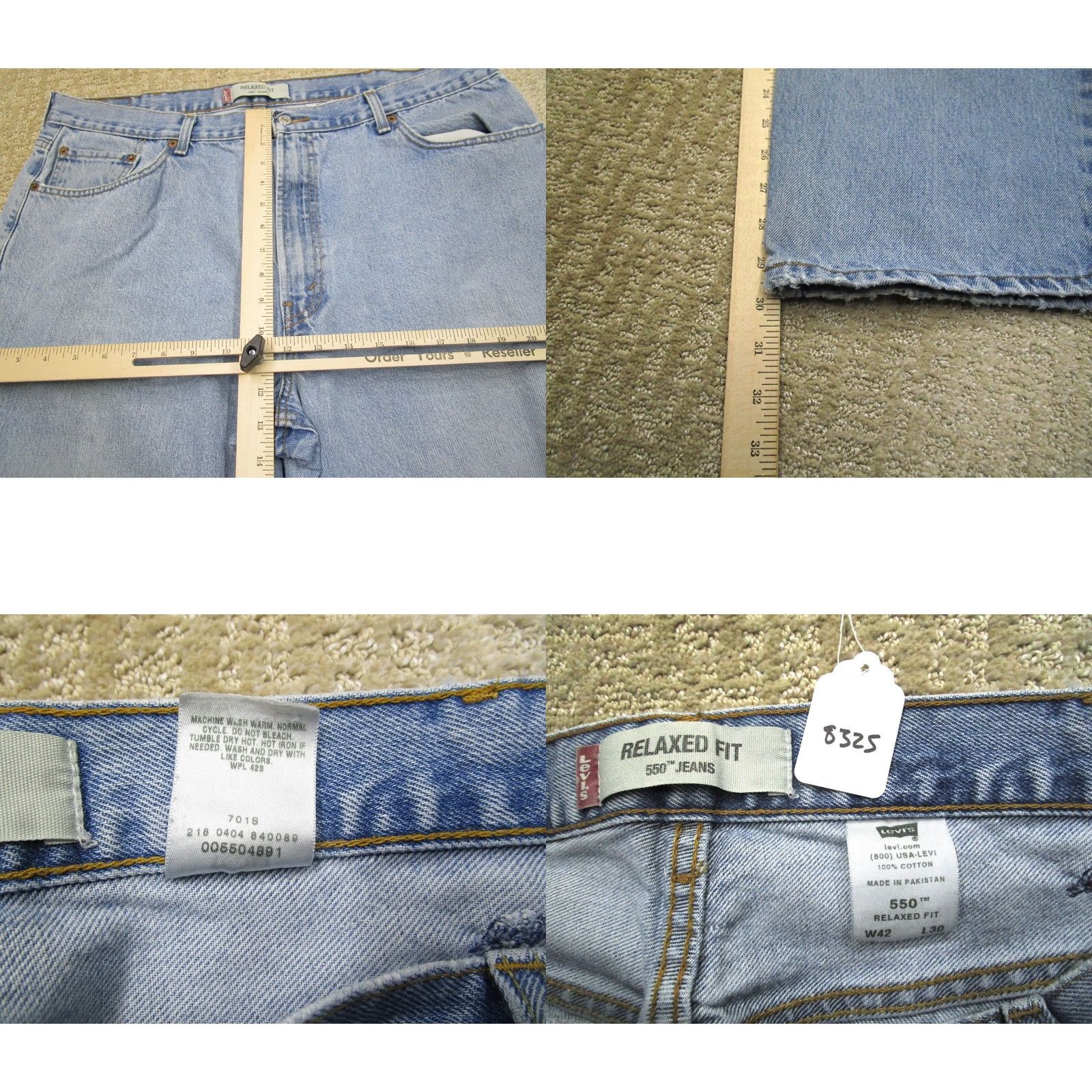 Levi's VINTAGE Levi's 550 Jeans Men 42x30 Blue Straight Pants Light Wash Denim Y2K 00s Mens Jeans Blue Leather Logo 5-Pocket Decade: 2000s Size US 42 / EU 58 - 8 Thumbnail