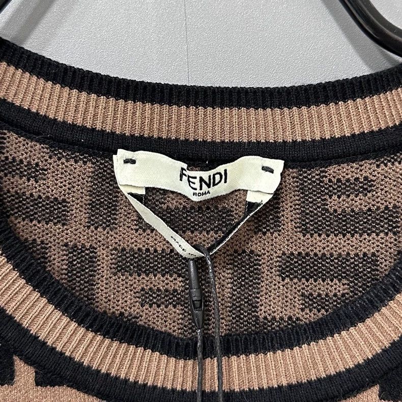Fendi Fendi Brown old-fashioned double-F knitted short sleeves Size US XXS / EU 40 - 4 Thumbnail