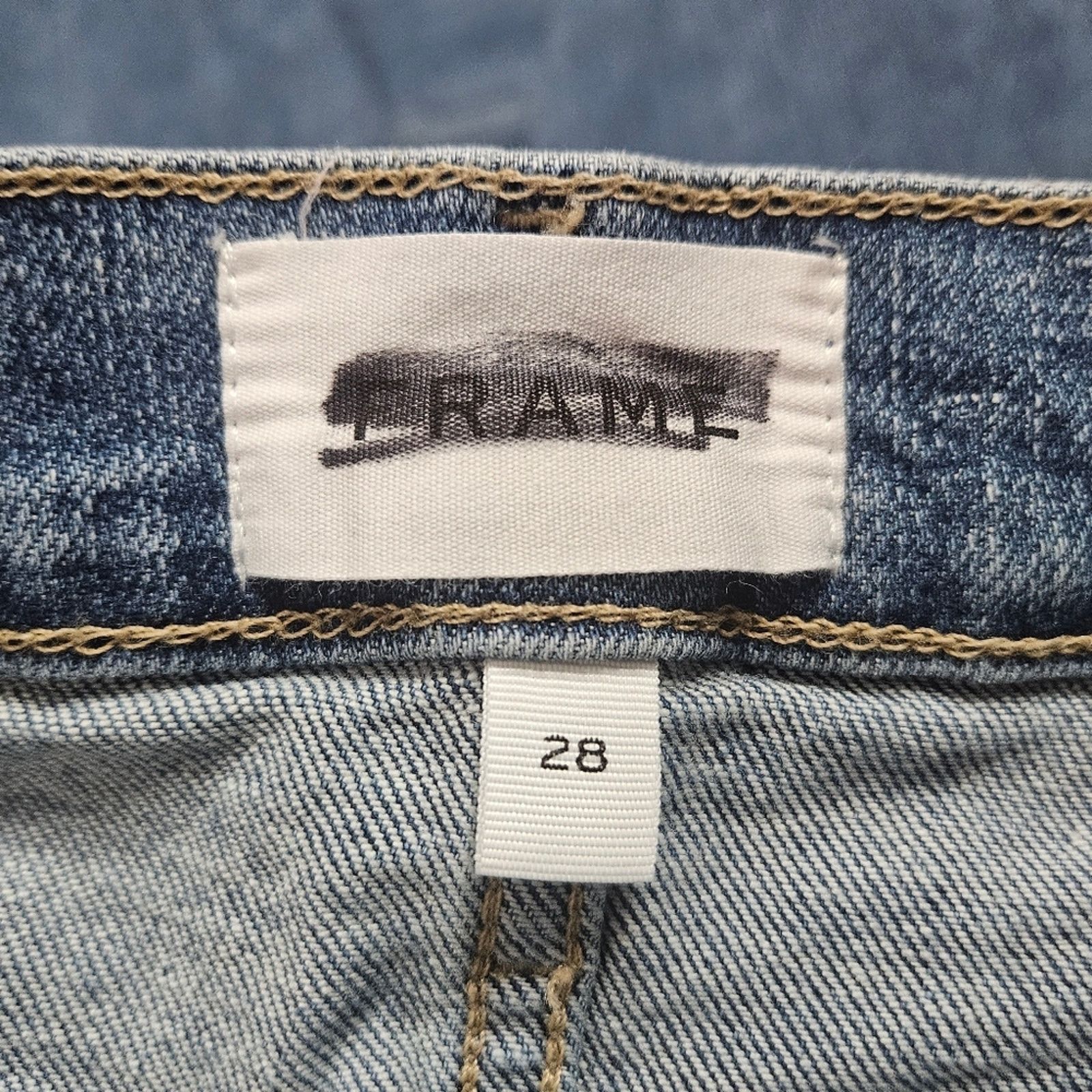 Frame FRAME Denim Le High Flare Medium Wash Raw Hem Jeans, size 28 Size 28" / US 6 / IT 42 - 3 Thumbnail