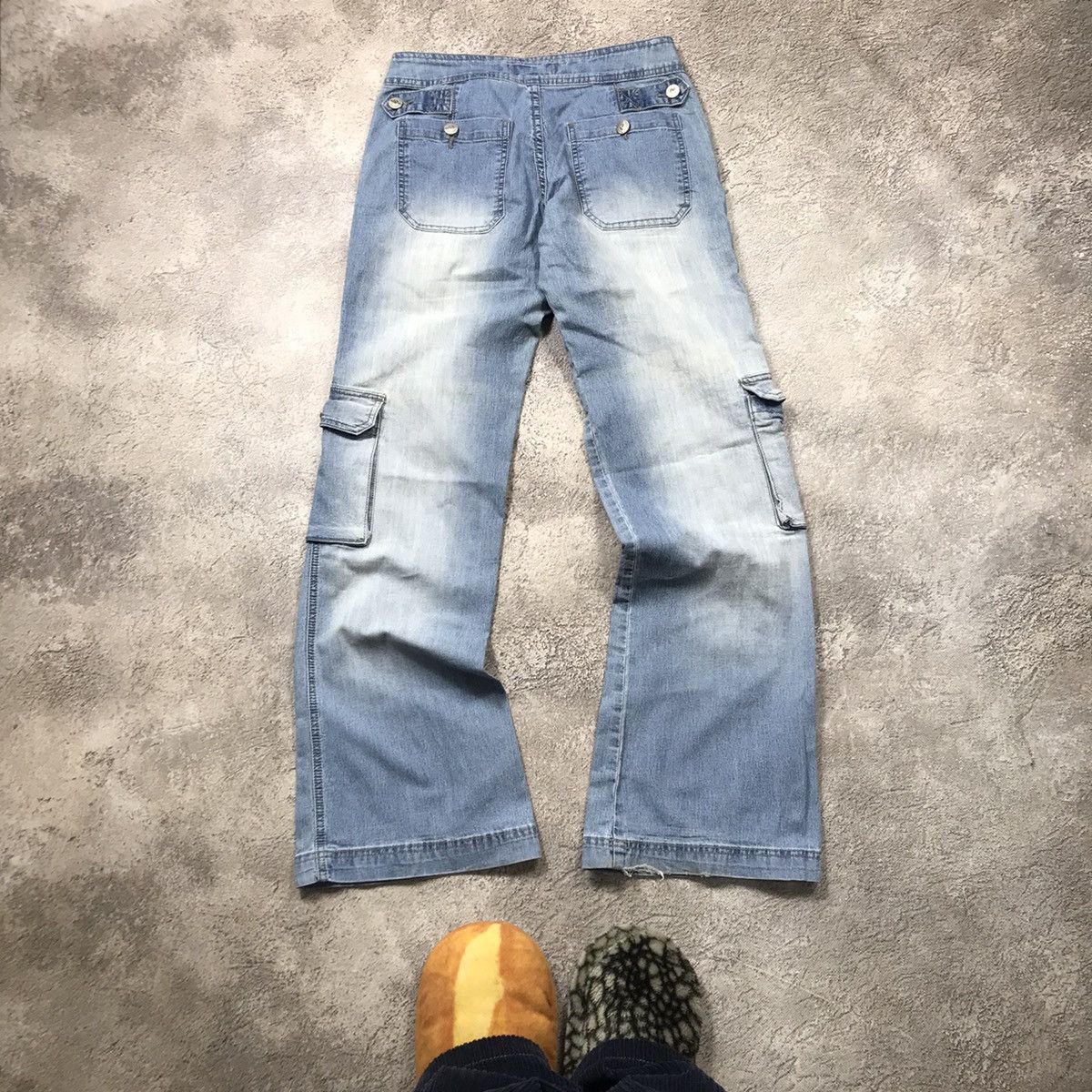 Vintage Y2K Baggy Distressed Cargo Jeans Flared Skate Streetwear 28 Size 28" / US 6 / IT 42 - 5 Thumbnail