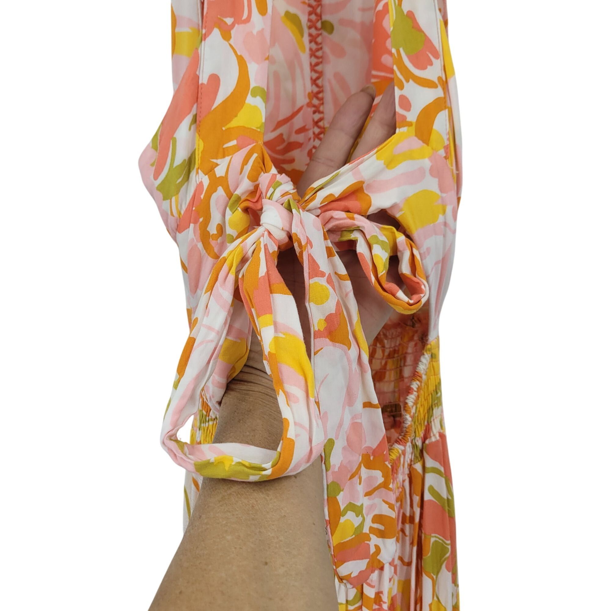 Anthropologie Abel The Label Sz S Pink Orange Floral Tie Cutout Halter Max Size S / US 4 / IT 40 - 11 Thumbnail
