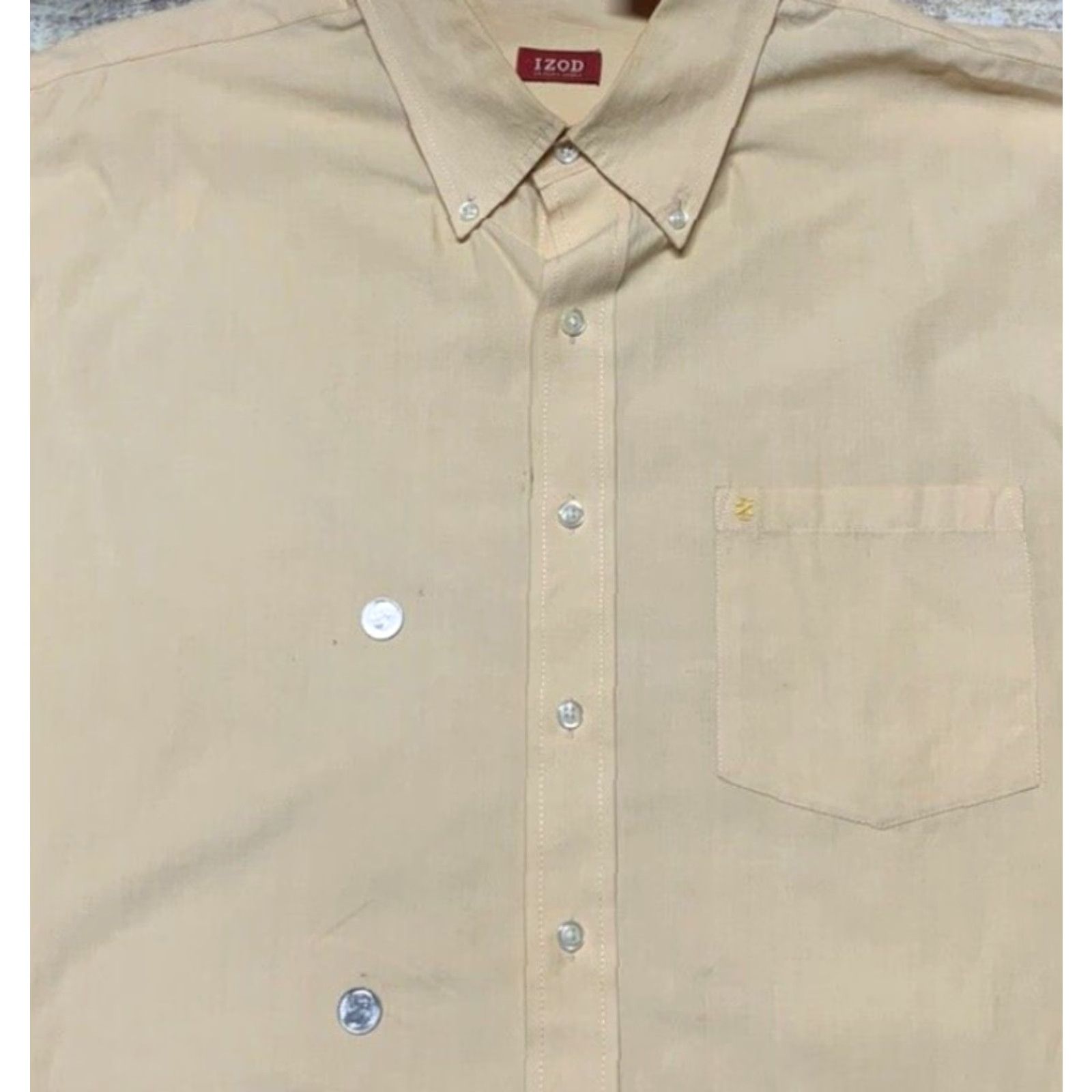 Izod IZOD Shirt Mens Yellow Gold XL Long Sleeve Button-Up Casual Plaid Logo Pocket - Regular Fit Size US XL / EU 56 / 4 - 3 Thumbnail