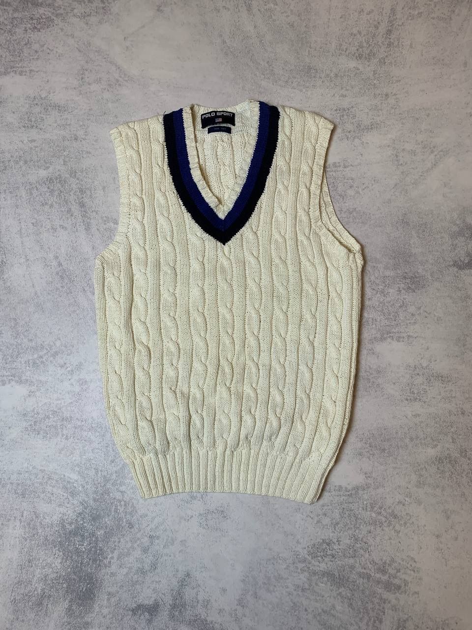 Pre-owned Polo Ralph Lauren T Jeans Vintage Knitted Vest In White