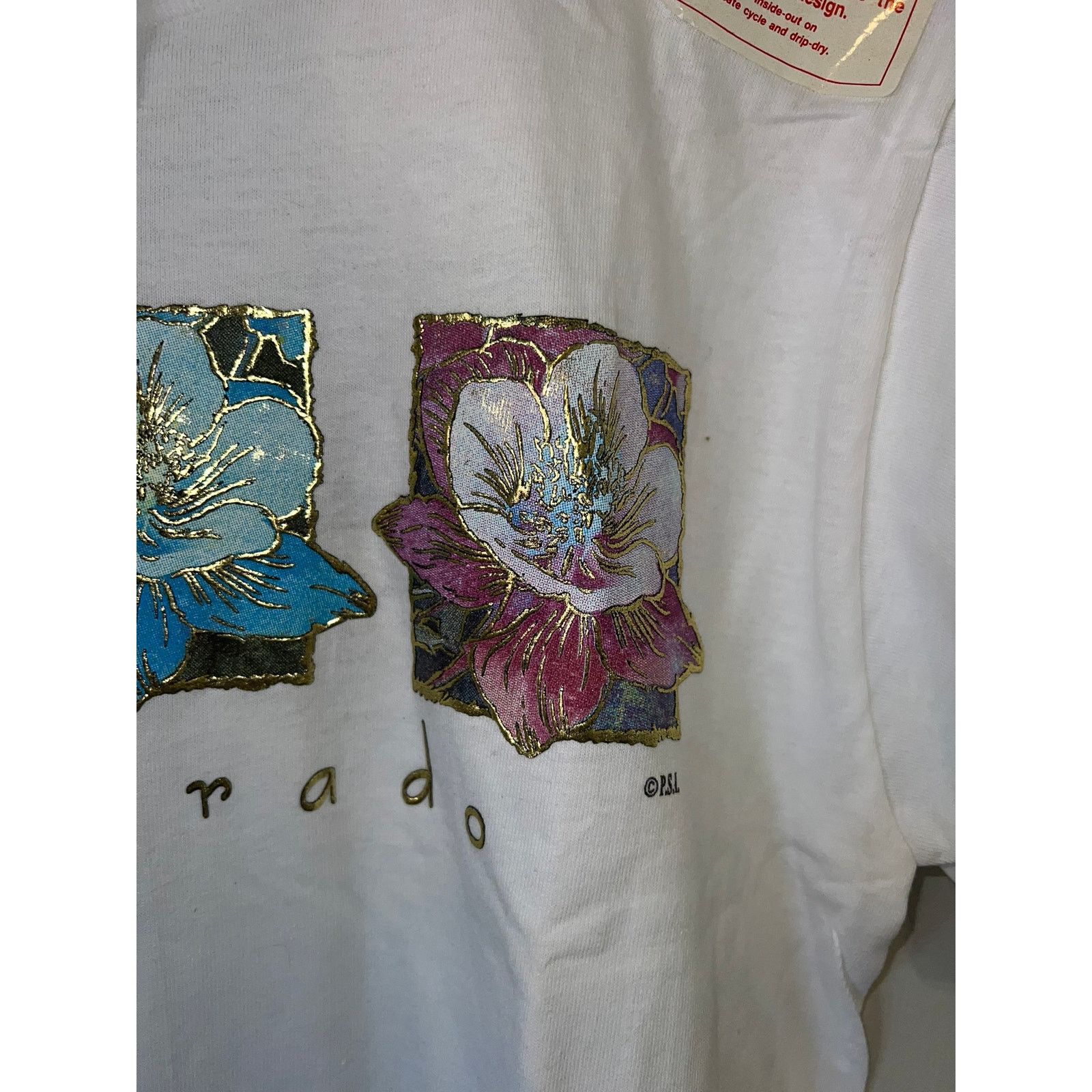 Fruit Of The Loom 90s CO Colorado Columbine Flowers Flower Shirt VTG 1990s M Size US M / EU 48-50 / 2 - 5 Thumbnail