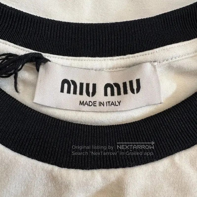 Miu Miu White Cotton Graphic T-Shirt .
