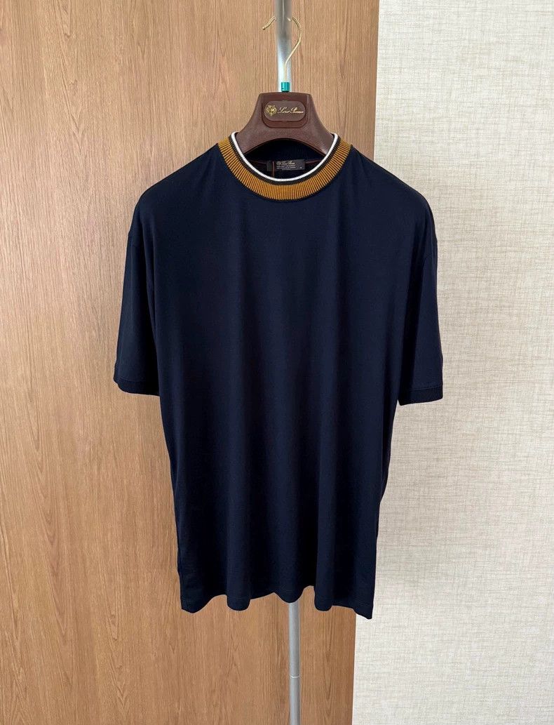 Ermenegildo Zegna Loro Piana Navy Short Sleeve T-Shirt Size US M / EU 48-50 / 2 - 1 Thumbnail